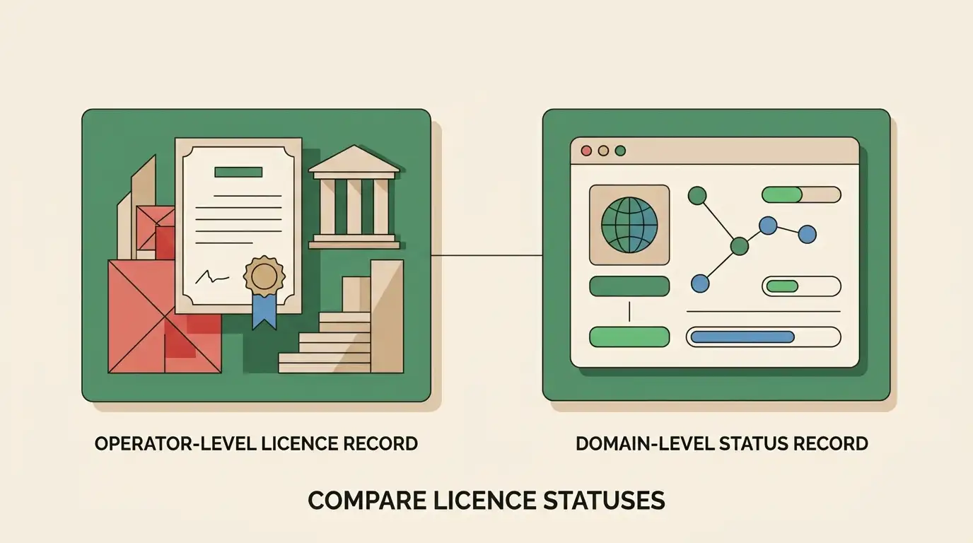 Diagram contrasting operator licence status with domain status
