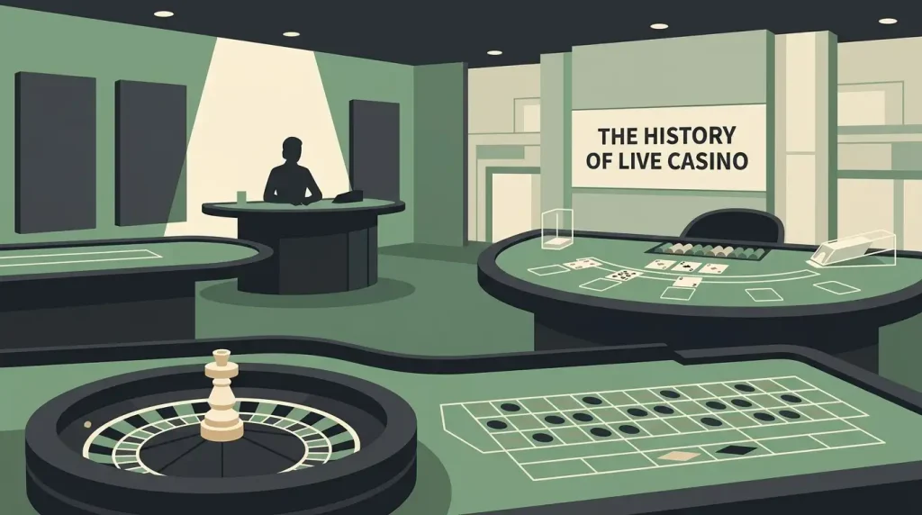 Generic live casino studio with roulette and blackjack tables