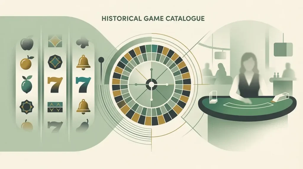 Illustration representing slots, roulette and live dealer casino categories